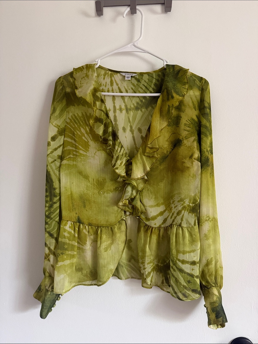 Guess Green Ruffle Blouse